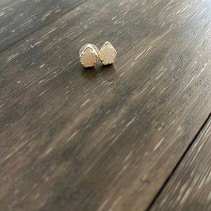 Kendra Scott stud earrings. Gold and iridescent drusy